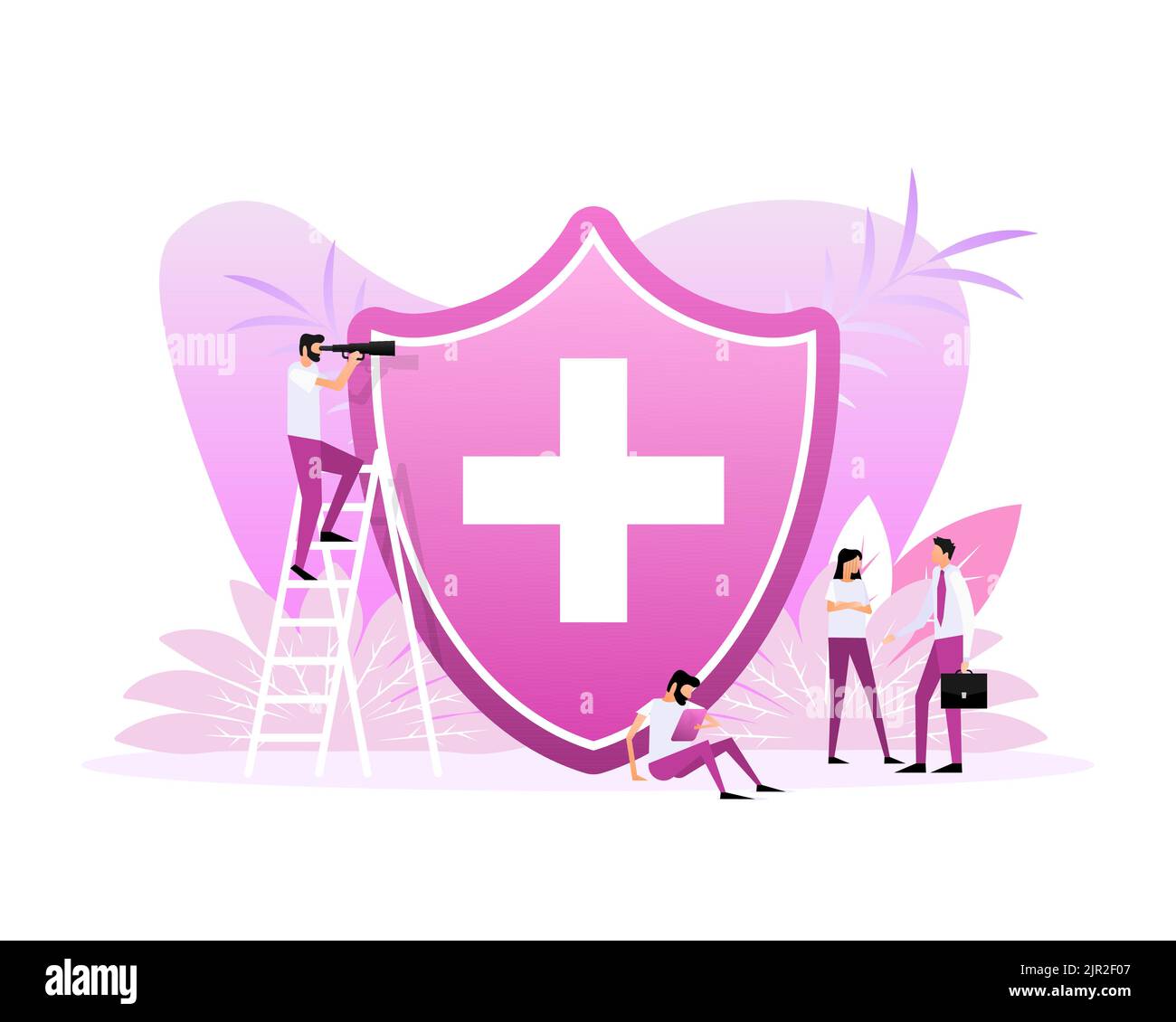 Flat medical insurance people for concept design. Health insurance concept Stock Vector