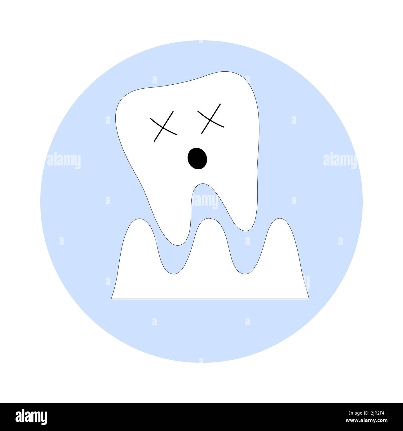 White tooth icon with a diseased tooth that falls out. Vector ...