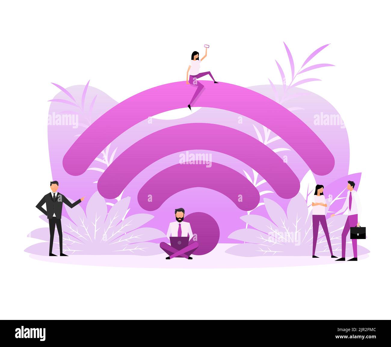 Wifi Router Device. Wireless internet concept. Router and signal. Stock Vector
