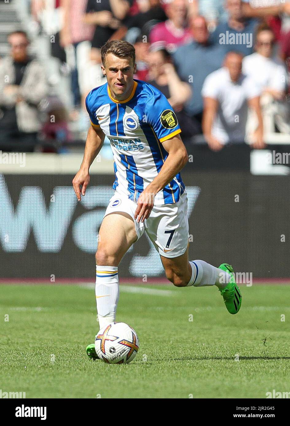 London, England, 21st August 2022. Solly March of Brighton and Hove Albion in action during the Premier League match at the London Stadium, London. Picture credit should read: Kieran Cleeves / Sportimage Stock Photo