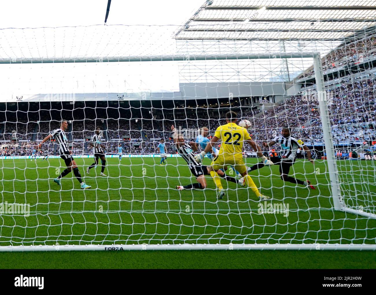 Manchester City's Erling Haaland scores their side's second goal of the