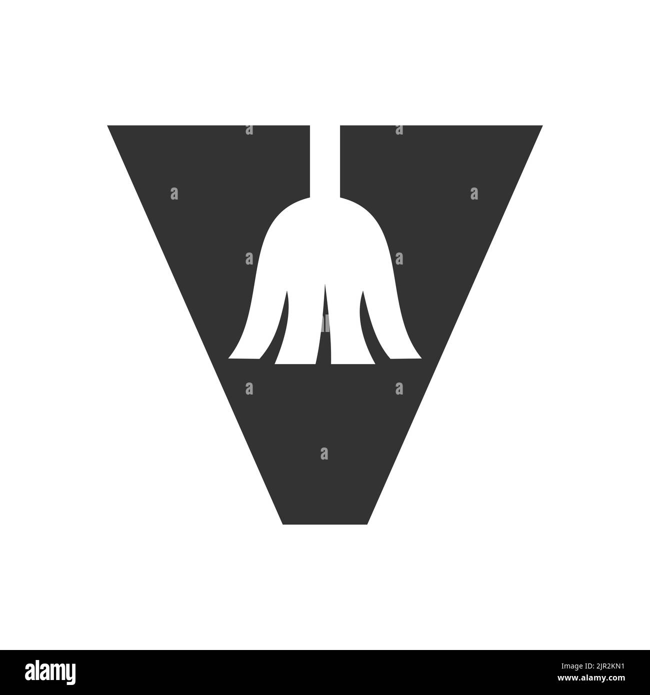 Letter V House Cleaning, Maid Logo Vector Template. Broom Logo Concept