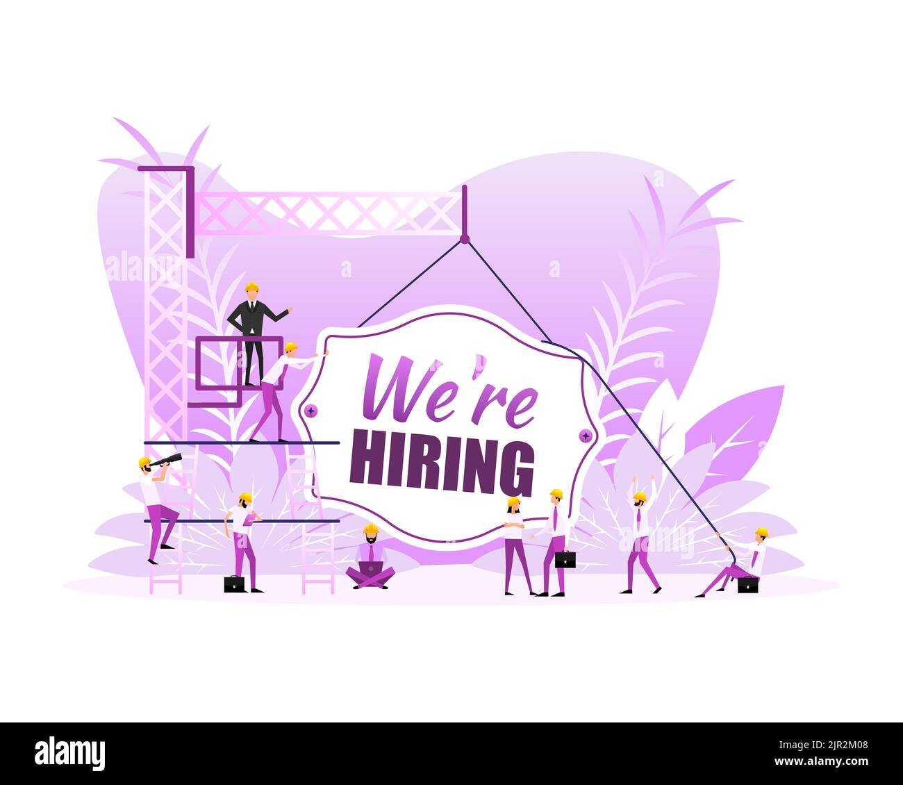 We are hiring sign door, many people. Vector illustration Stock Vector