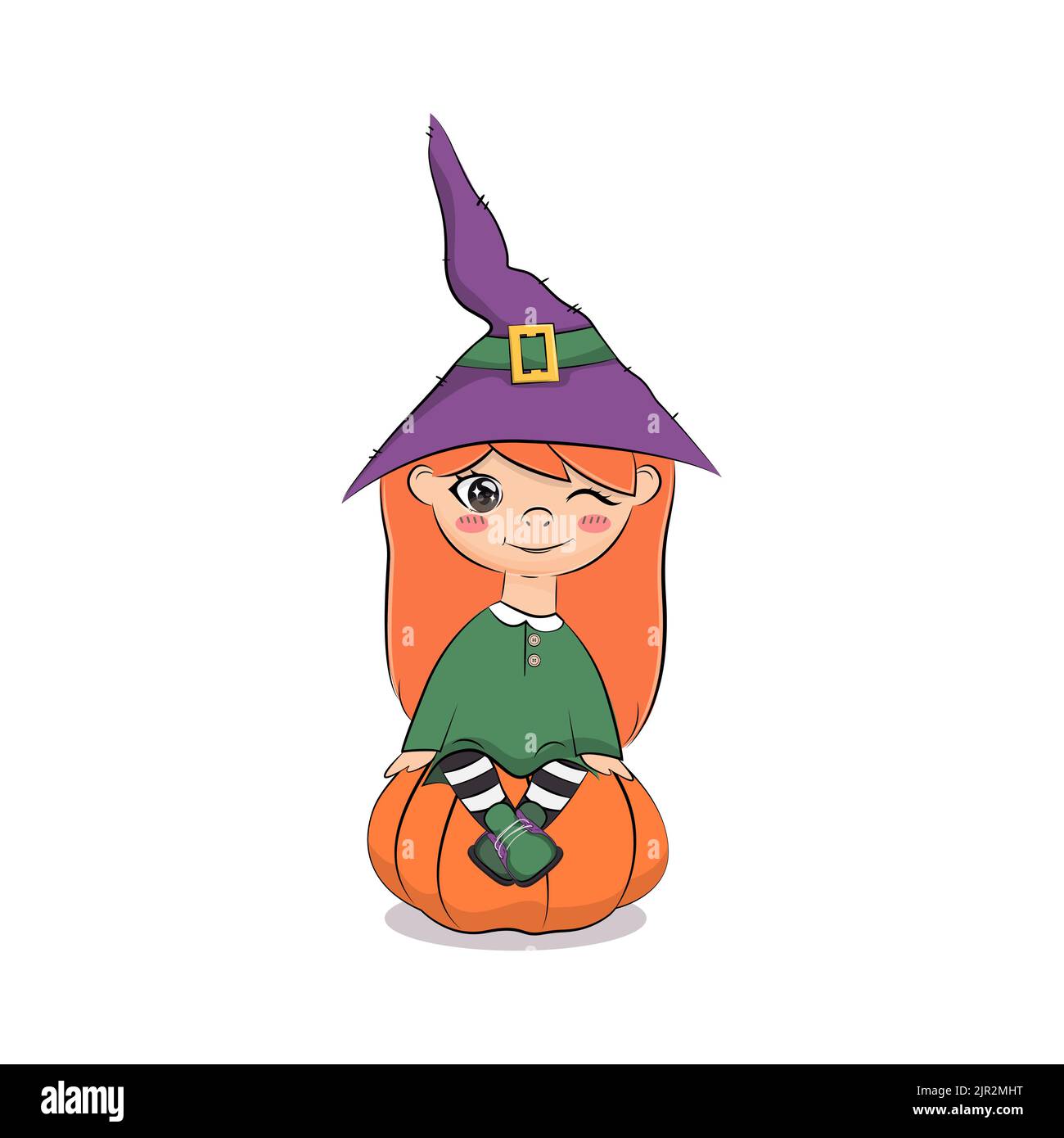 Happy halloween. Cute little witch. Vector illustration Stock Vector ...