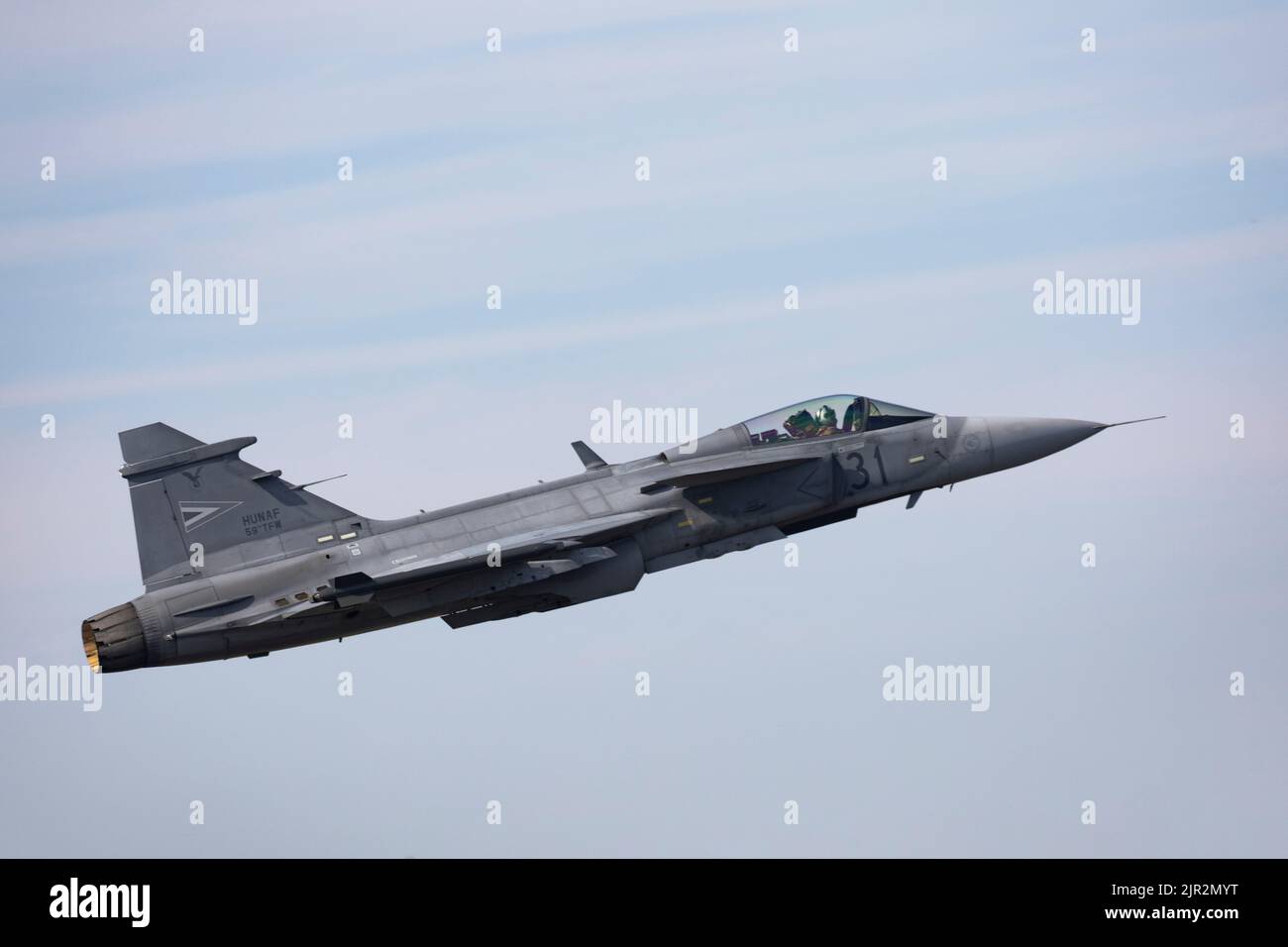 The Hungarian Saab Gripen flying at the 2022 Royal International Air Tattoo Stock Photo