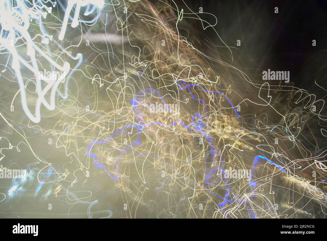 Chaotic light trails with long exposure Stock Photo