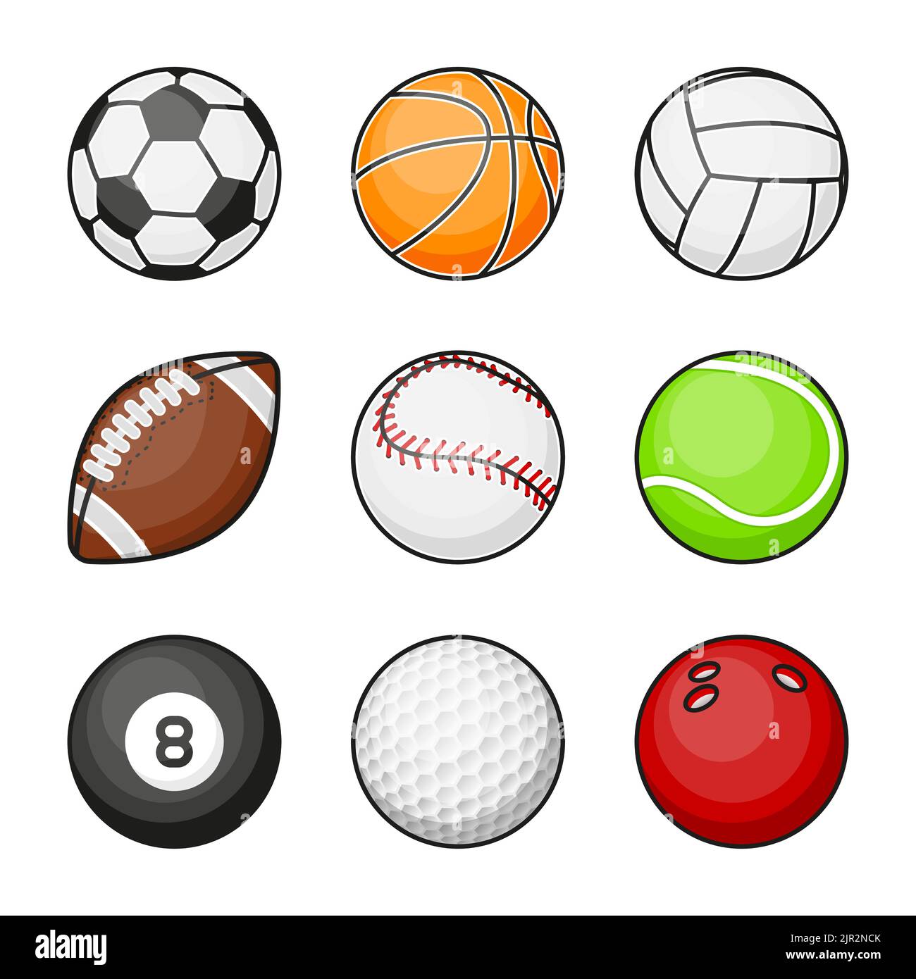 Sports ball collection. All games balls. Vector illustration Stock