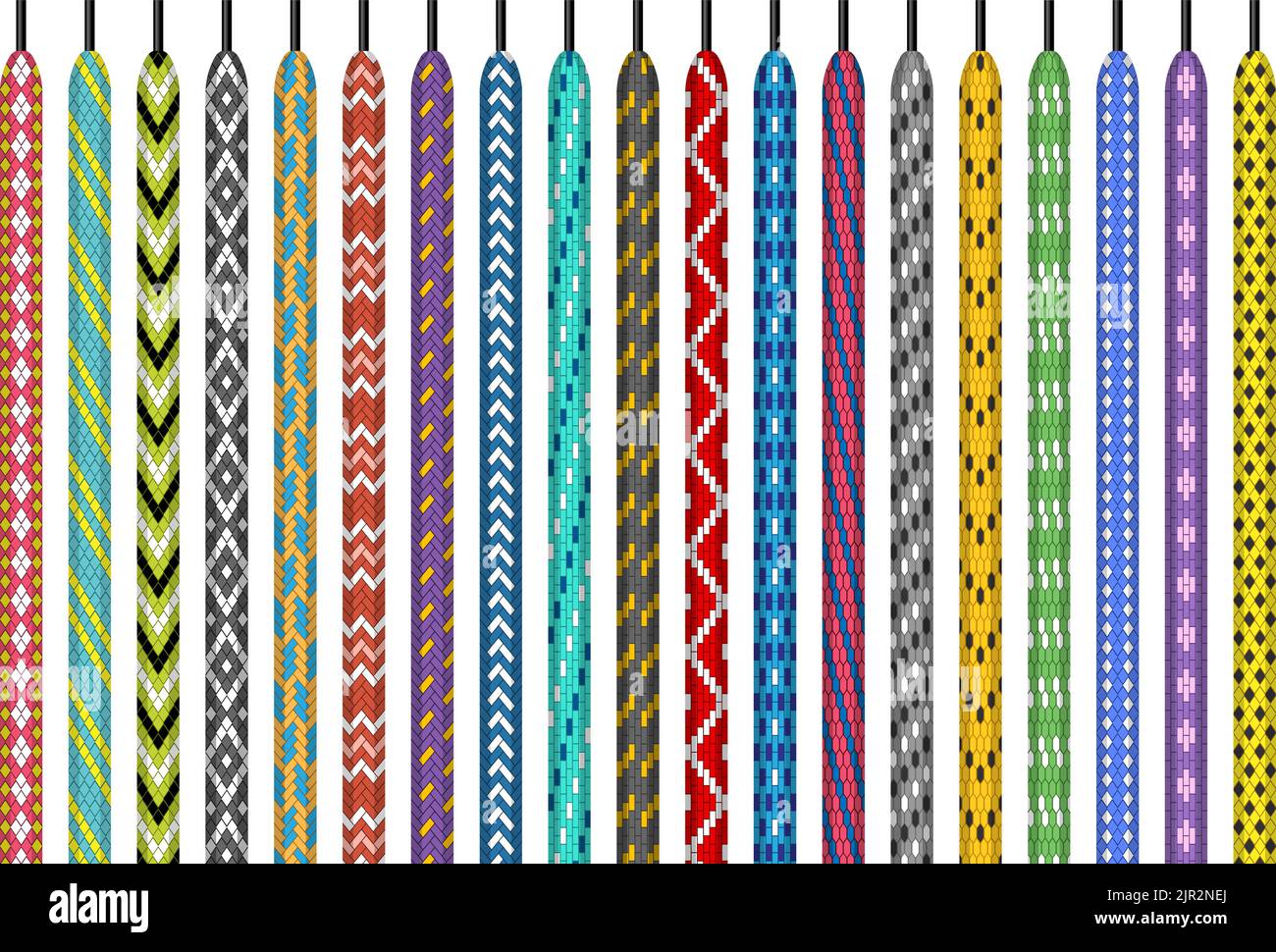Shoelace. Colored designs textile rope detailed tying rope for sneakers or boots recent vector templates set isolated Stock Vector