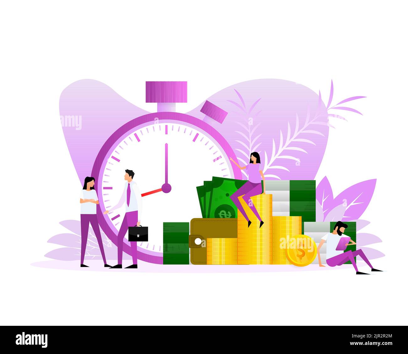 Flat illustration with management people money time for medical design. Vector illustration. Stock Vector