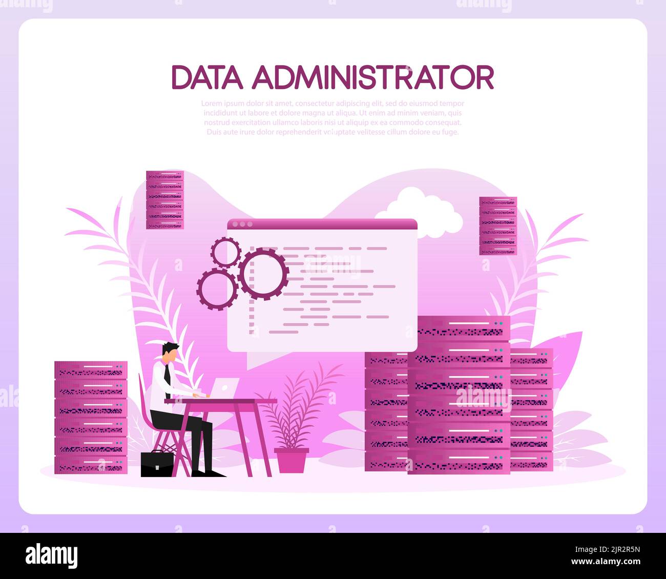 Data administrator people, great design for any purposes. Finance isometric. File management Stock Vector