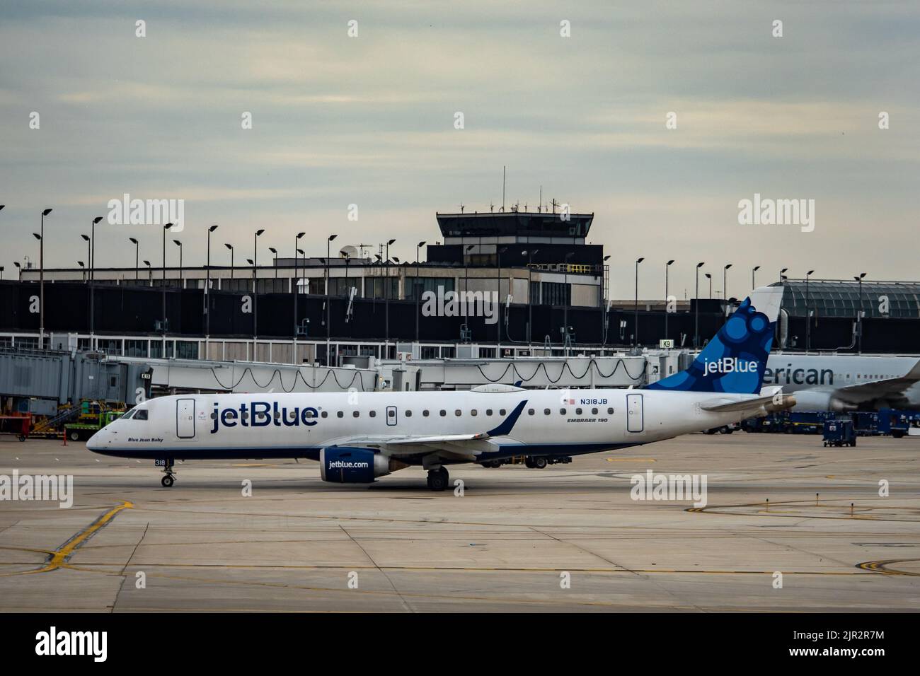 jetBlue Airlines airplane on taxiway at JFK airport in New York Stock Photo