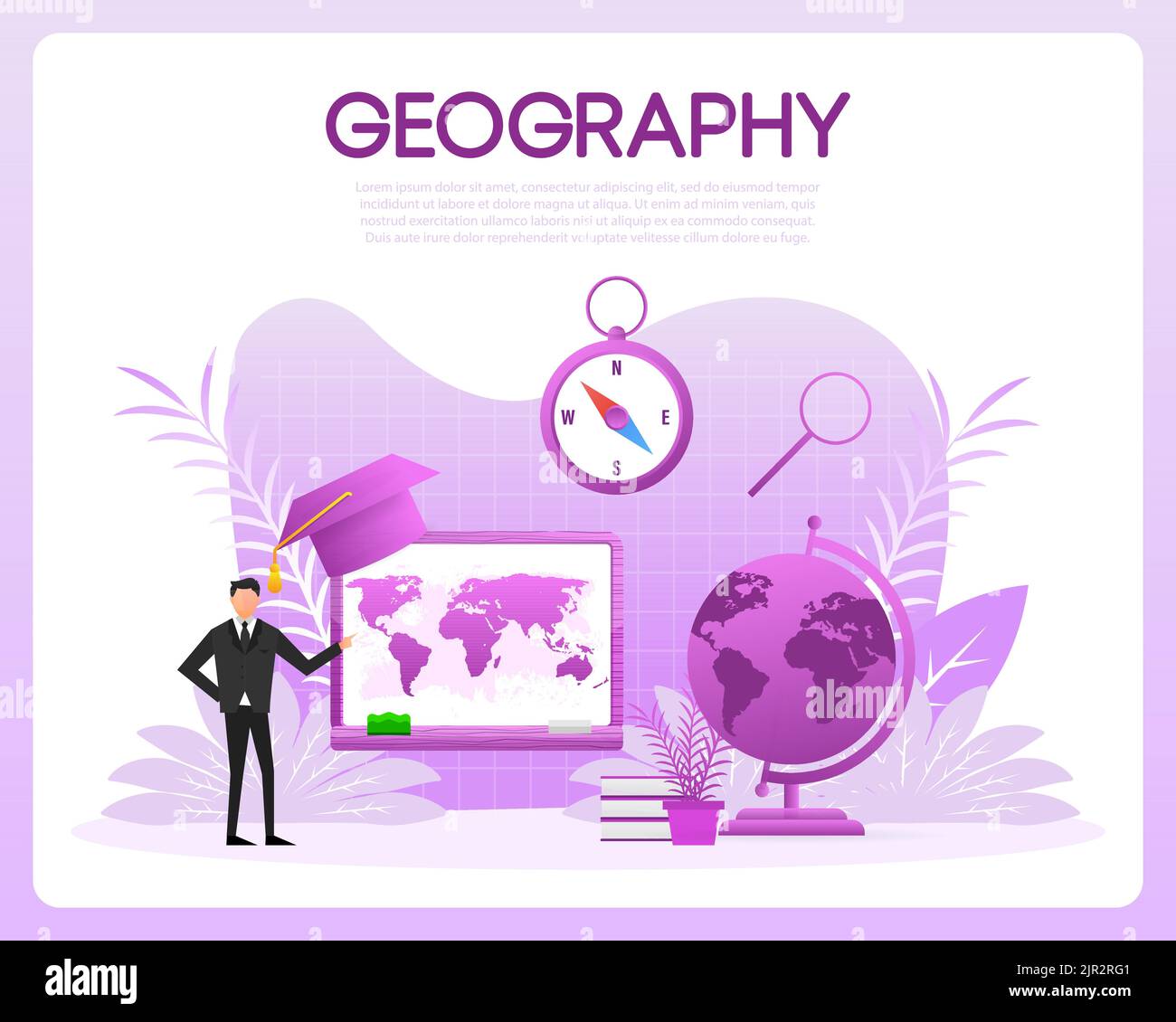 Geography lesson. History school subject. Vector illustration Stock