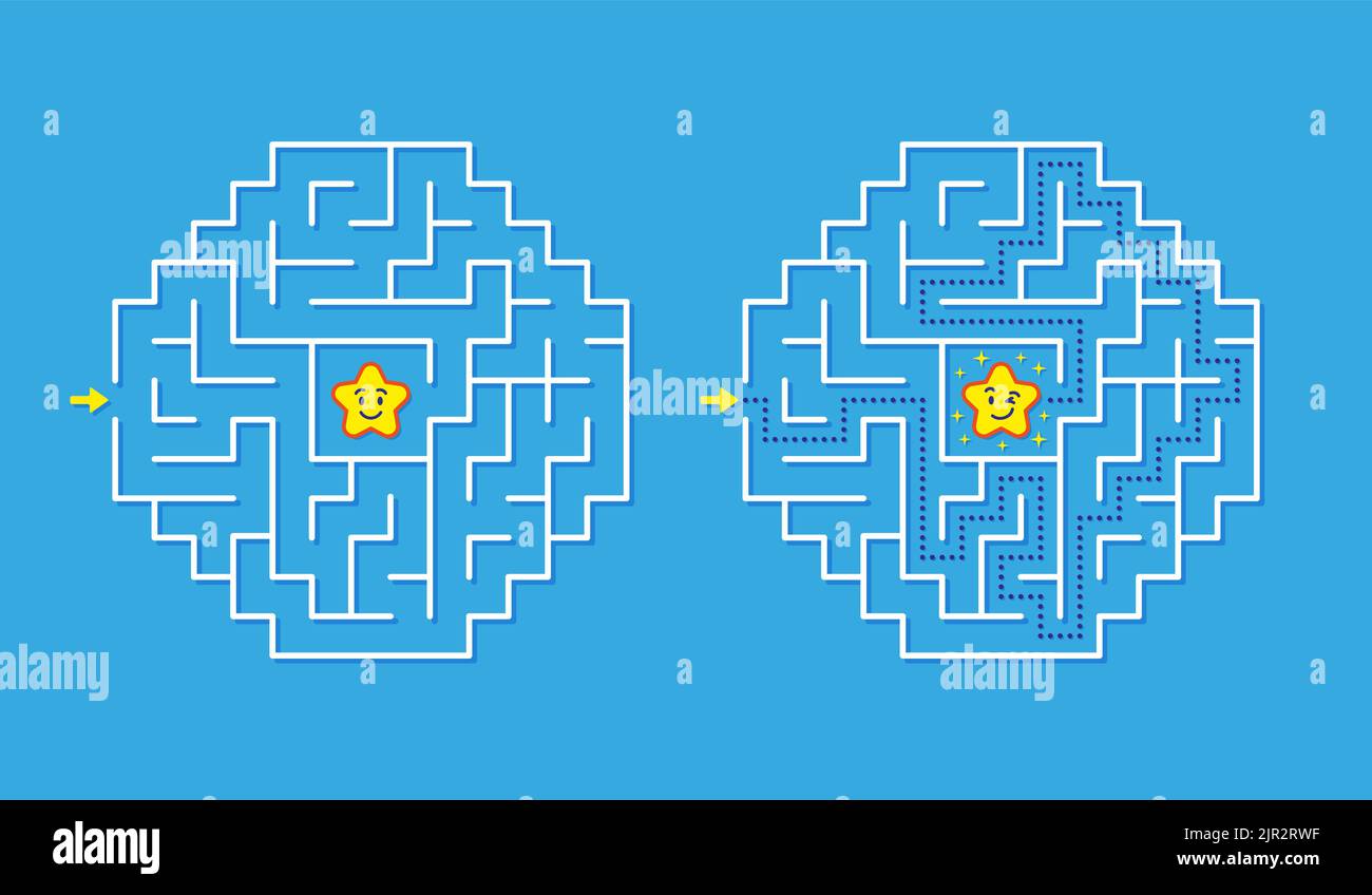 Labyrinth game way. Maze sector with confusing path. Puzzle location, explore and finding gift