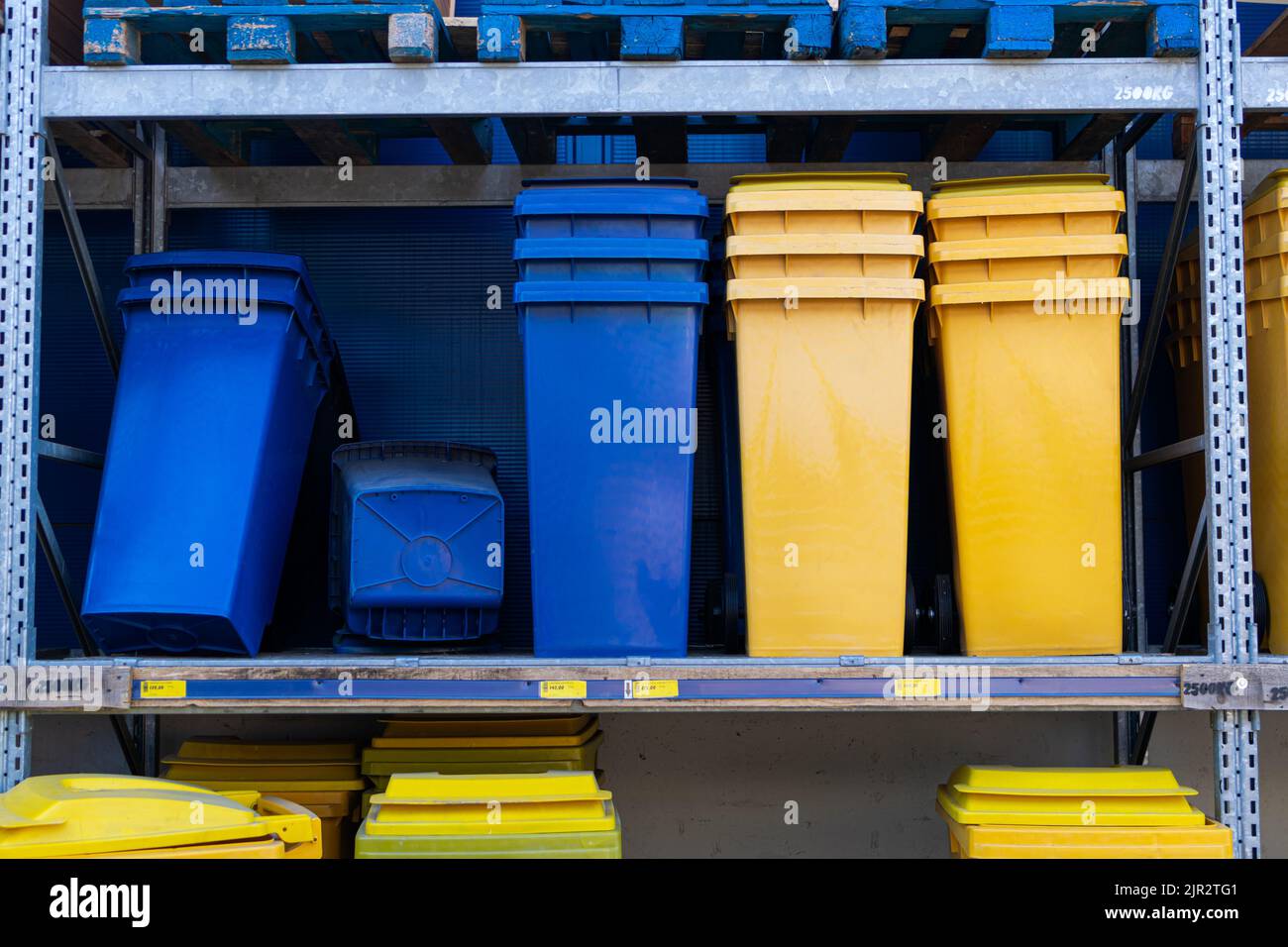 Paper and plastic recycle bins at sale Stock Photo Alamy