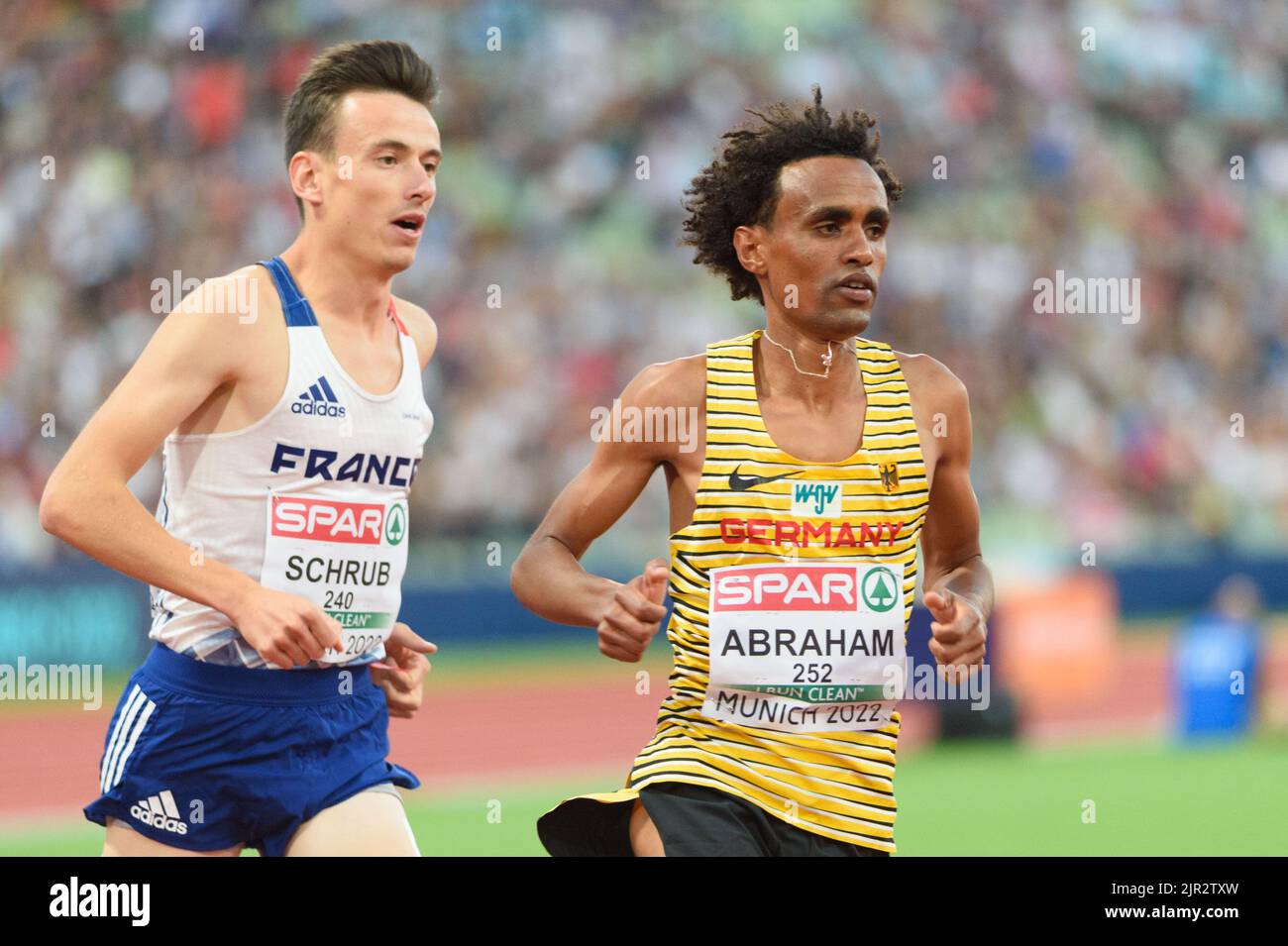 21.8.2022, Munich, Olympiastadion, European Championships Munich 2022: Athletics, Filimon Abraham (Germany) during the mens 10000m final (Photo by Sven Beyrich/Just Pictures/Sipa USA) Stock Photo