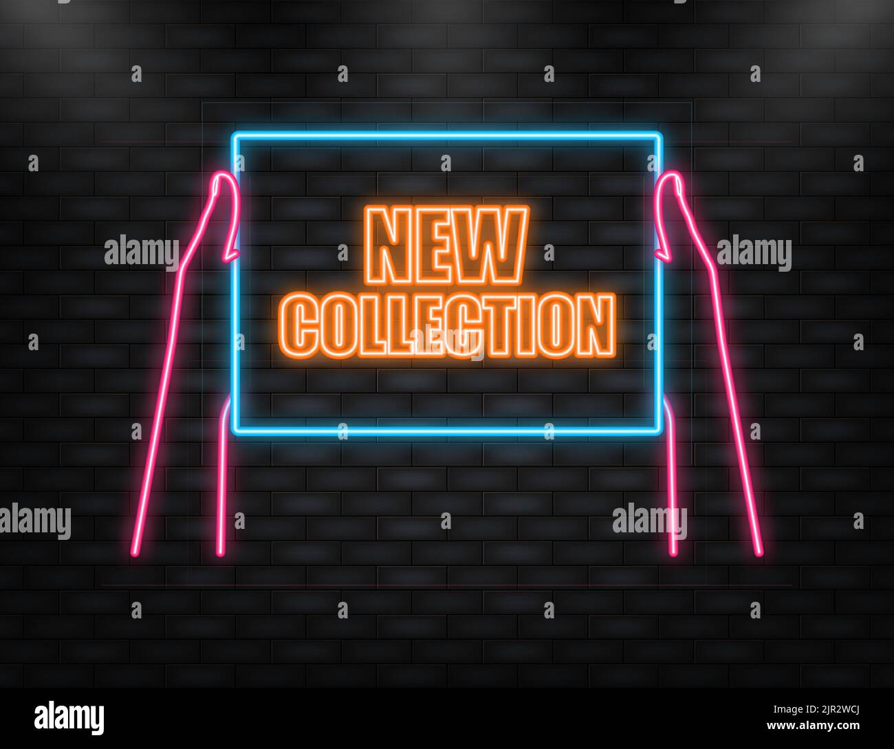 Hand holding signboard with text - New collection. Man showing ...