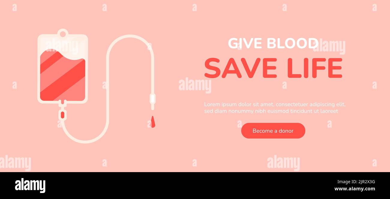 Give blood poster. Medicine campaign savings bloodbank, pack or bottle