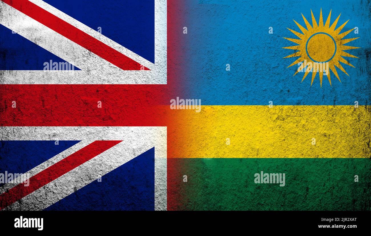England And Rwanda National flag of United Kingdom (Great Britain) Union Jack with the ...