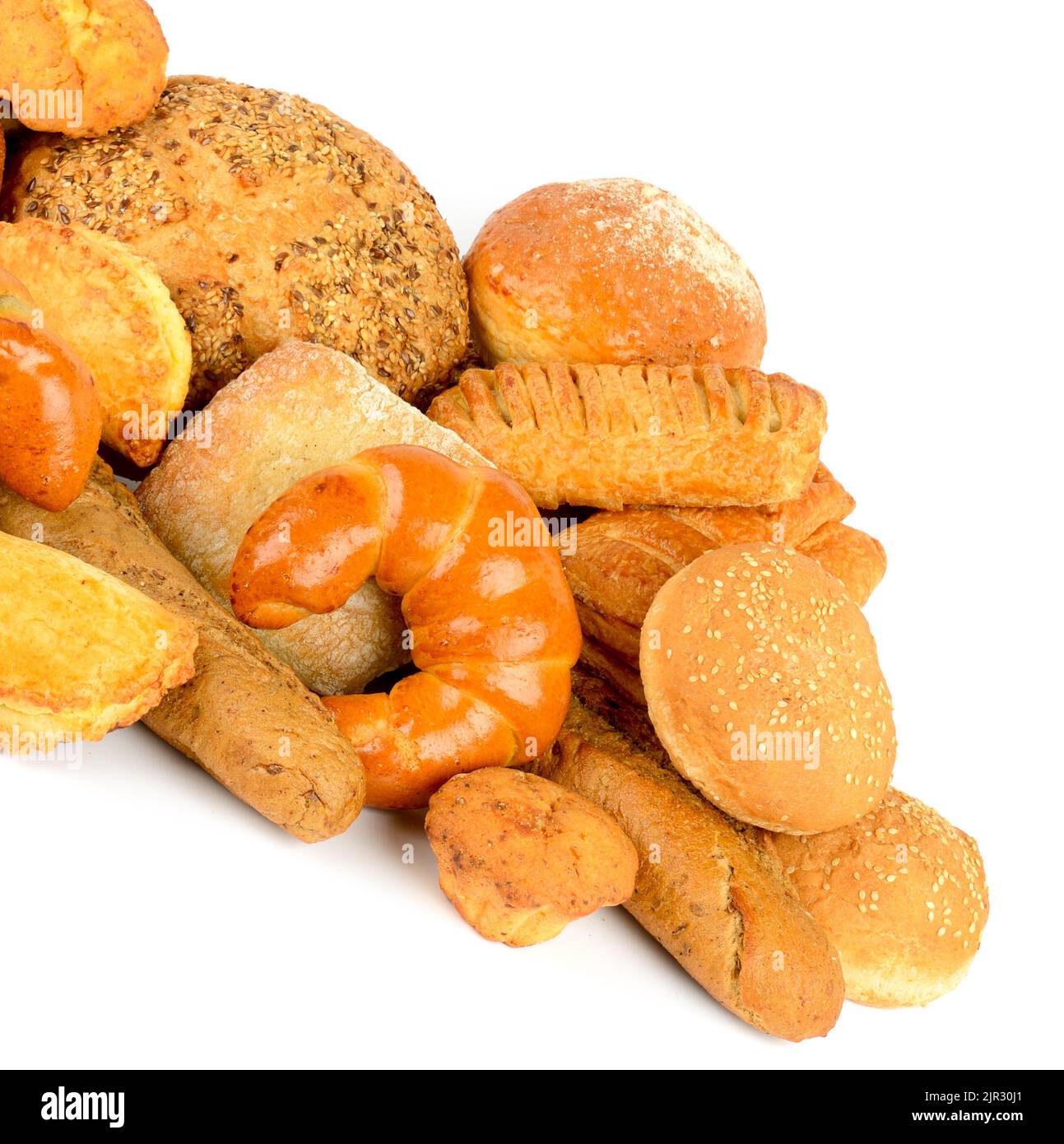 Set bread products isolated on white background Stock Photo Alamy