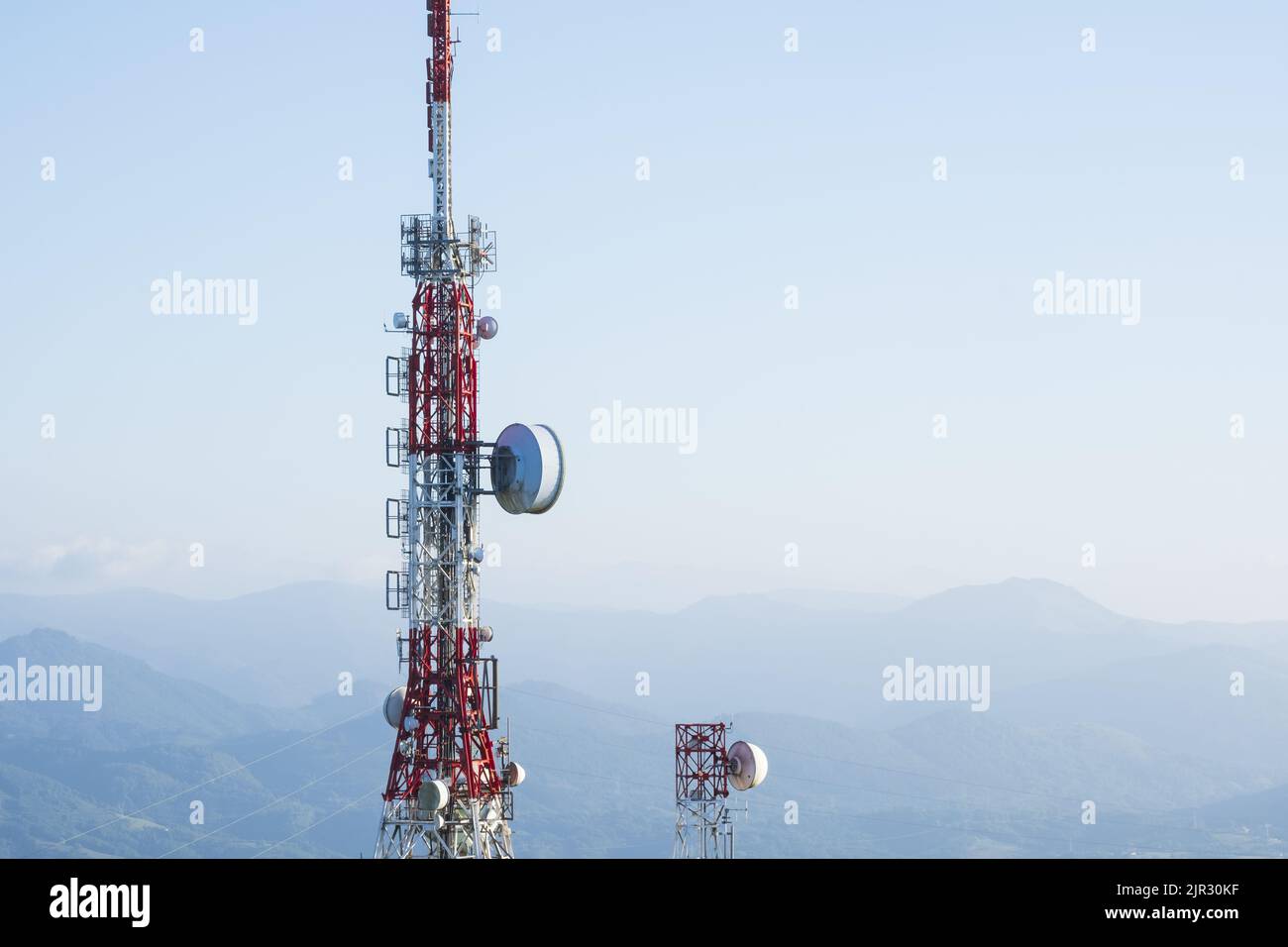 Telecommunication Radio Antenna And Satelite Tower With Blue Sky Stock  Photo, Picture and Royalty Free Image. Image 28591650.