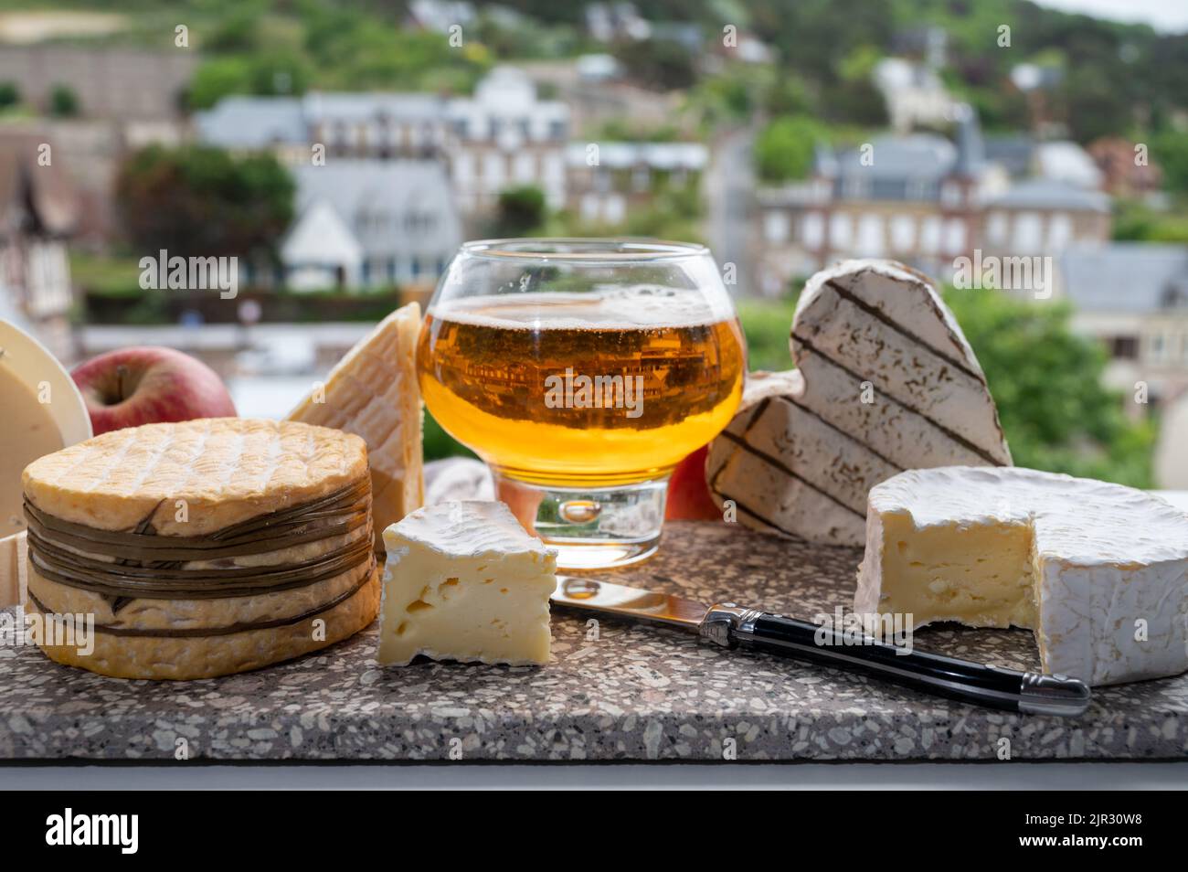 Cow cheeses of Normandy region camembert, livarot, neufchatel, pont l