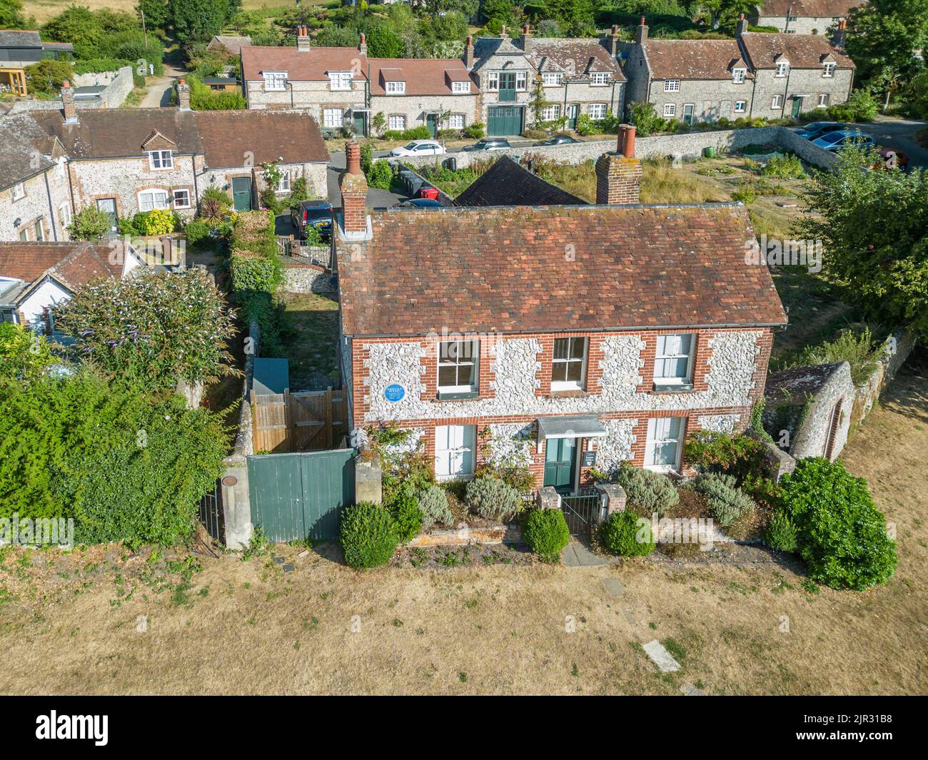 aerial view of east dean in the south downs national park in east