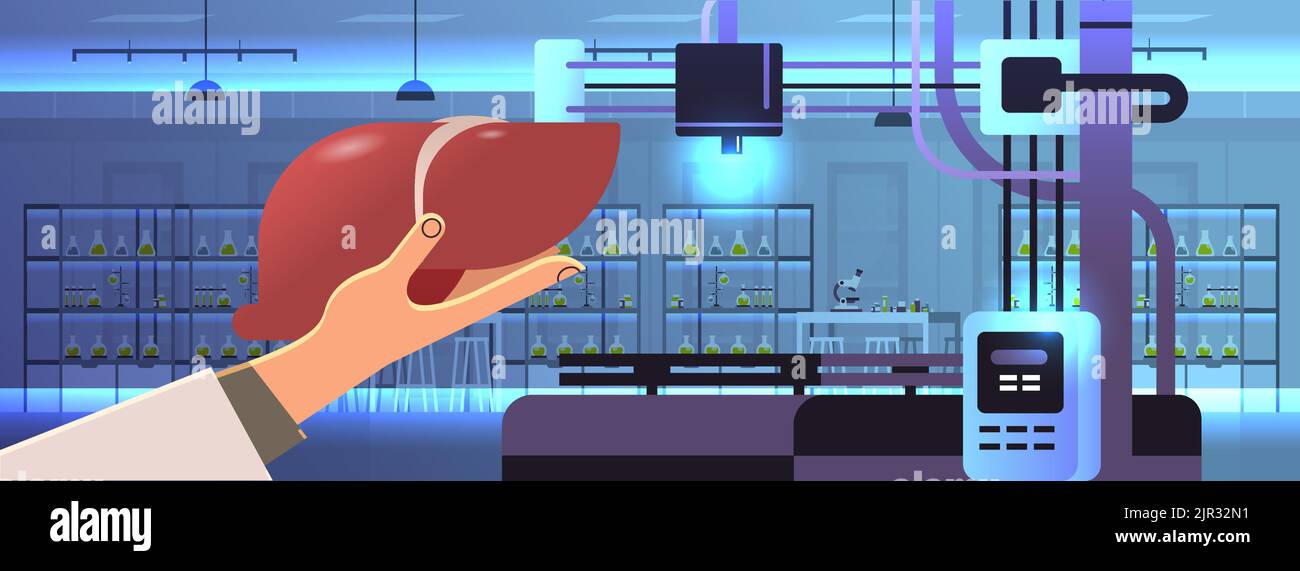 researcher hand holding liver model printed on 3d bio printer medical ...