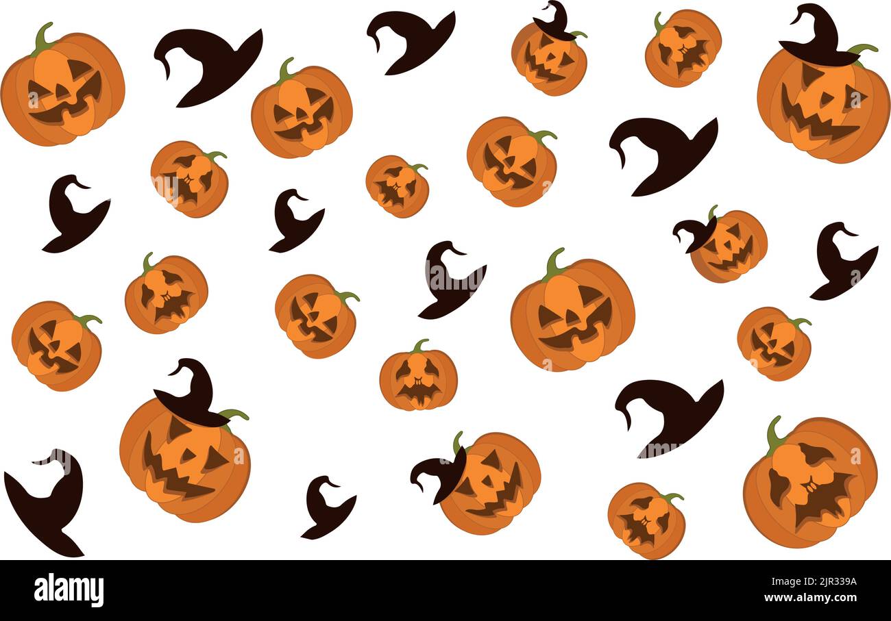Vector Halloween seamless background with jack-o-lanterns pumpkins. Stock Vector