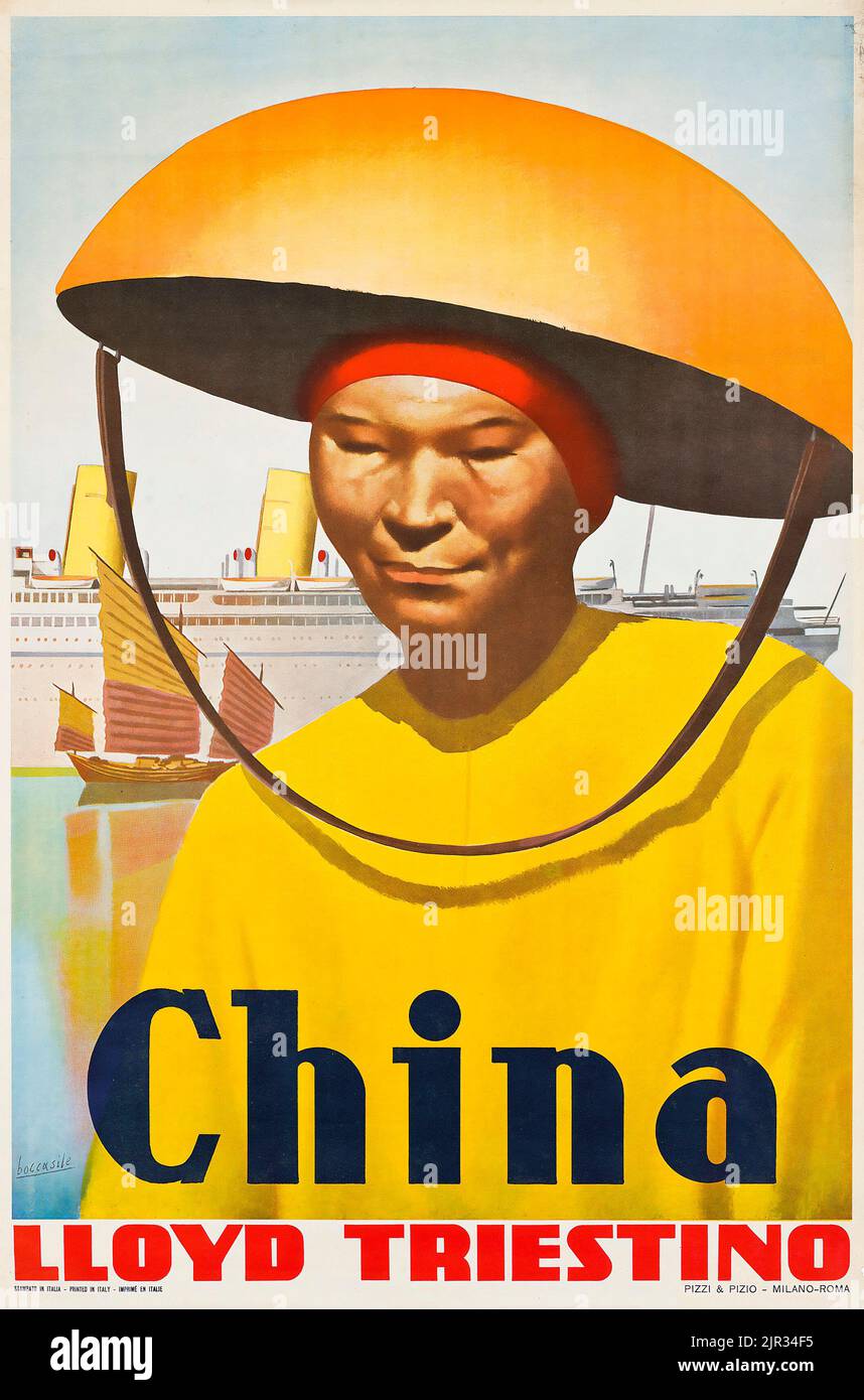 Old travel poster - Gino Boccasile poster - China - Lloyd Triestino ...