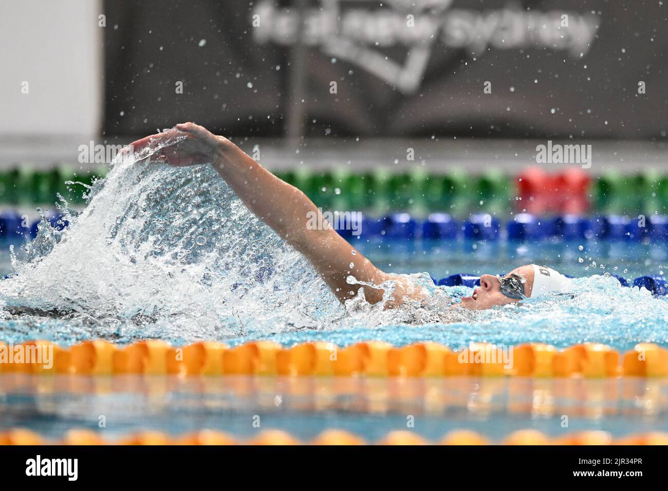 Australia. 21st Aug, 2022. Kaylee McKeown of Australia Swimming team competes in the Women's 200 LC Metre Individual Medley Mystery event during the 2022 Duel in the Pool competition between Australia and United States Swimming team held at the Sydney Olympic Park Aquatic Centre. Kaylee McKeown placed first in the event. (Photo by Luis Veniegra/SOPA Images/Sipa USA) Credit: Sipa USA/Alamy Live News Stock Photo