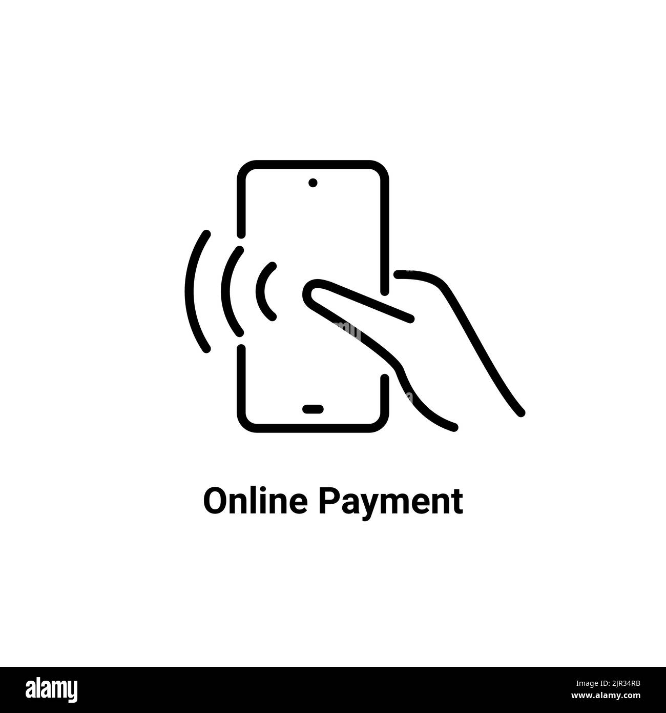 Online mobile payment icon. Digital phone pay electronic currency smartphone transaction line icon. Stock Vector