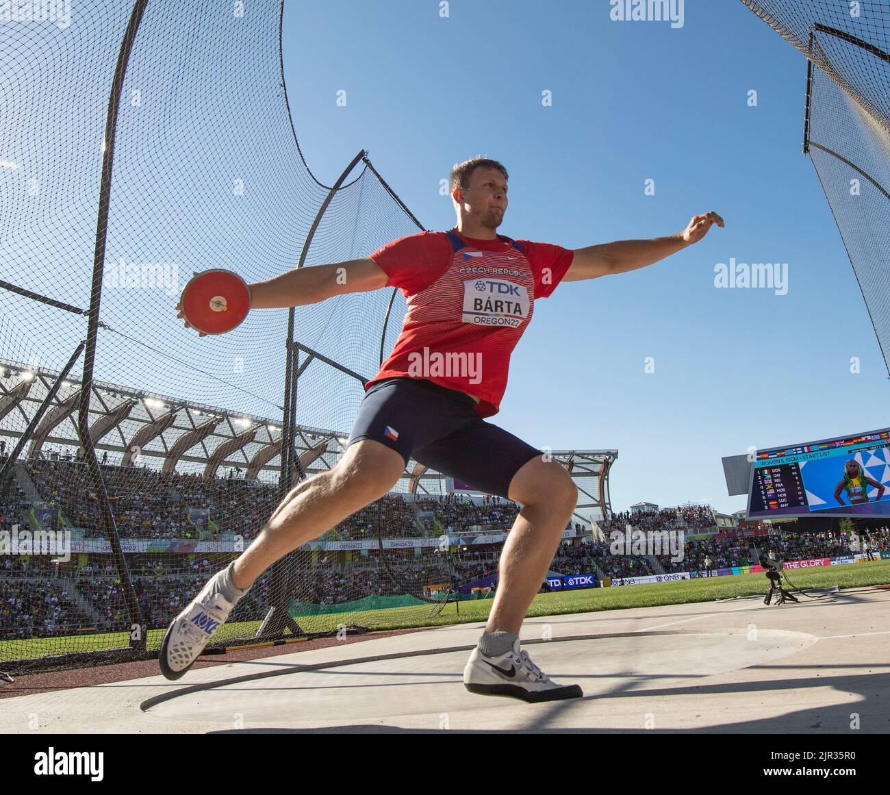 Marek Barta of the Czech Republic competing in the men’s discus heats
