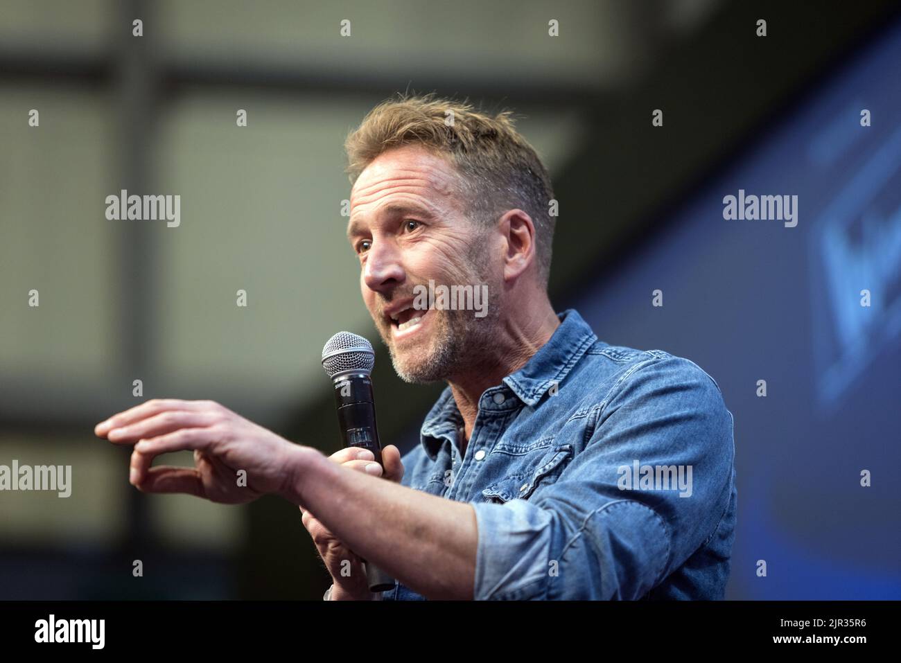 Ben Fogle speaks at the National Outdoor Expo at the National Exhibition Centre, Birmingham Stock Photo