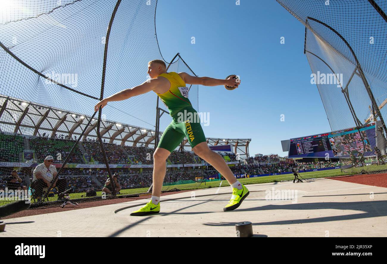Mykolas Alekna of Lithuania competing in the men’s discus heats at ...