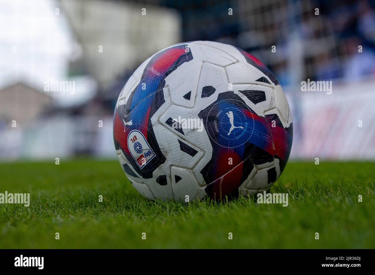 A detailed view of an EFL match ball during the Sky Bet League 2 match between Hartlepool United and Bradford City at Victoria Park, Hartlepool on Saturday 20th August 2022. (Credit: Mark Fletcher | MI News) Credit: MI News & Sport /Alamy Live News Stock Photo