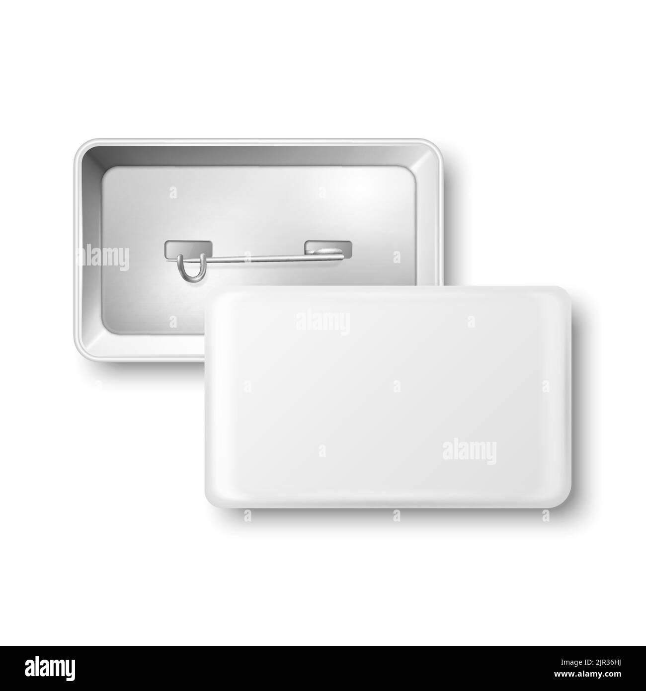 Vector 3d Realistic Rectangular White Metal, Plastic Blank Empty Button ...