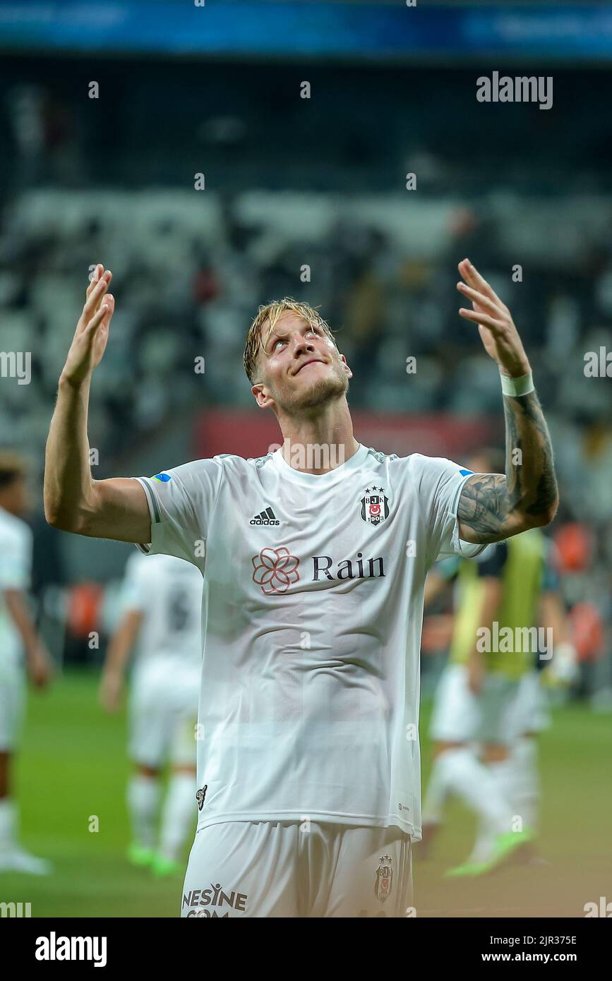 Wout Weghorst of Besiktas reacts to his teammate Artur Masuaku