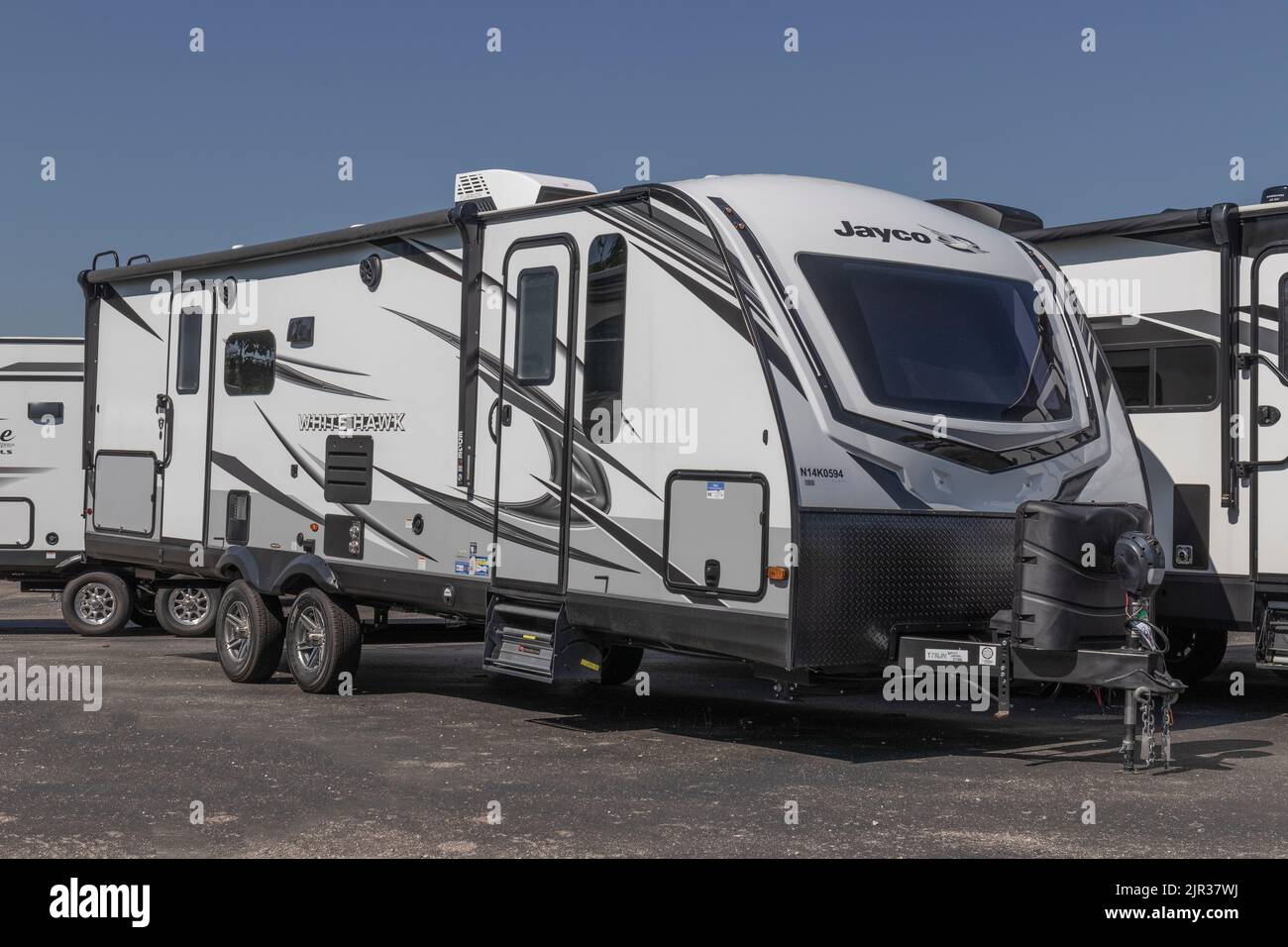 Cincinnati Circa July 2022White Hawk travel trailer by Jayco. Jayco