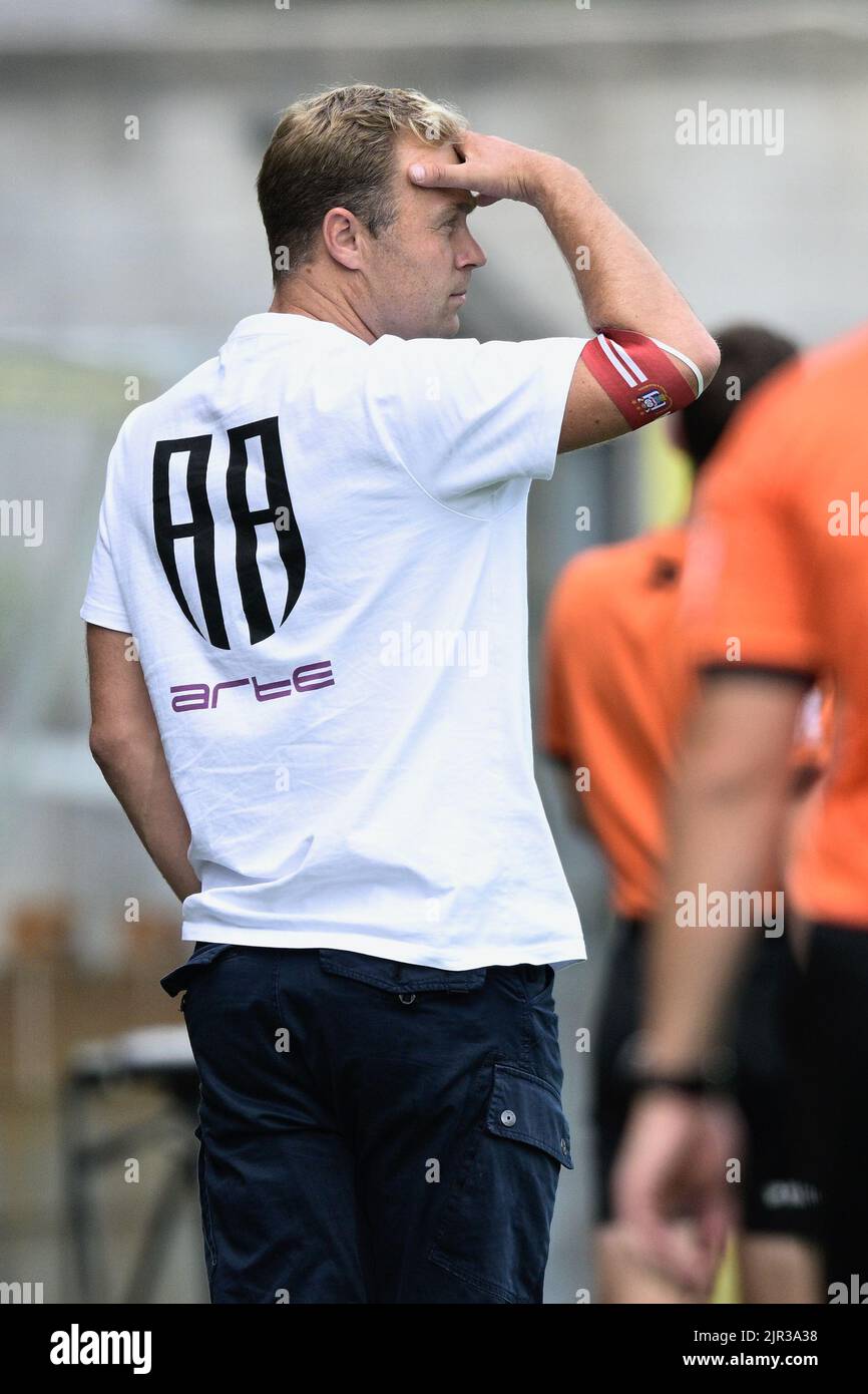 RSCA Futures' head coach Robin Veldman pictured during a soccer match  between RSC Anderlecht Futures and KMSK Deinze, Sunday 14 August 2022 in  Anderlecht, on day 1 of the 2022-2023 'Challenger Pro