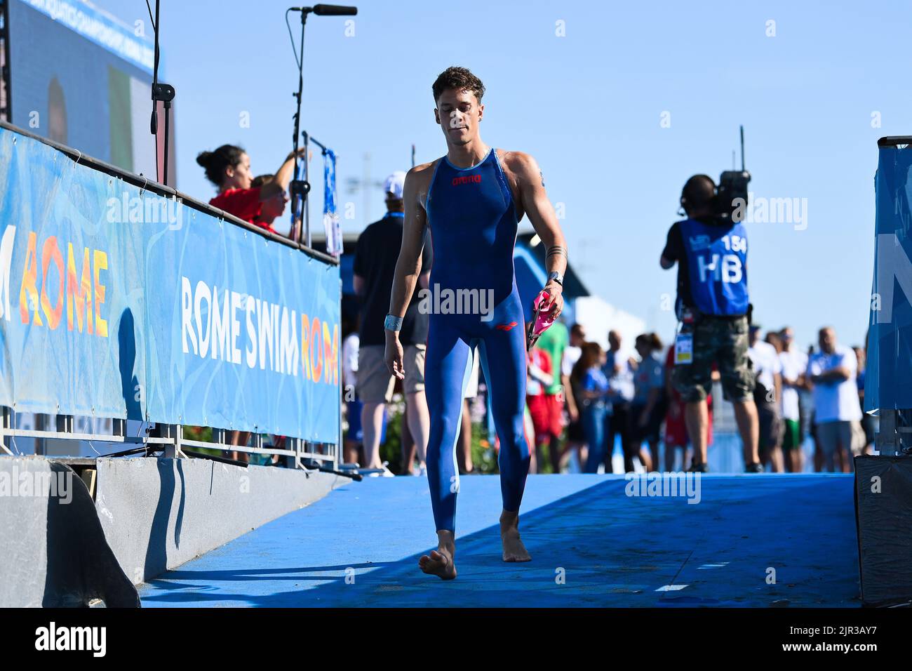 Belgian Logan Vanhuys and pictured at the start of the men's 10km open