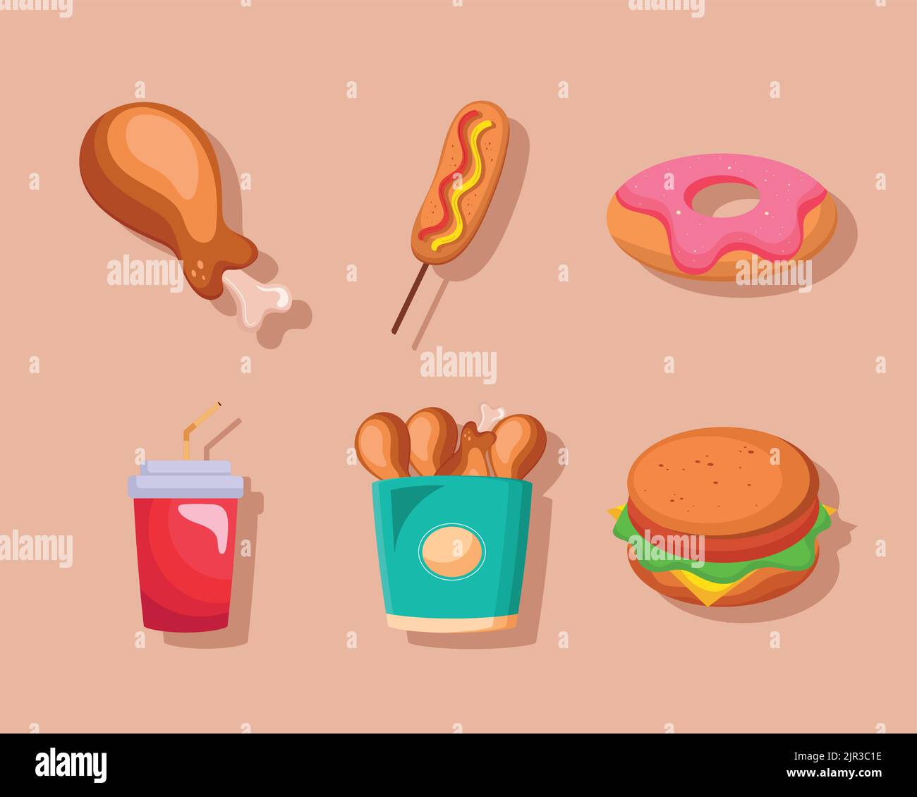 six fast food icons Stock Vector Image & Art - Alamy