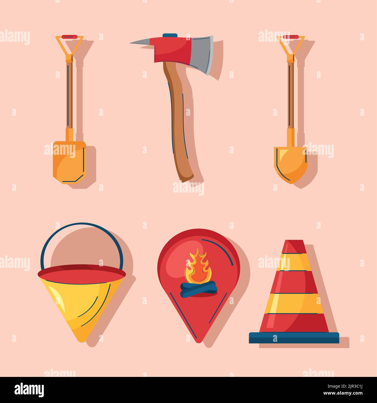 six firefighter service icons Stock Vector Image & Art - Alamy