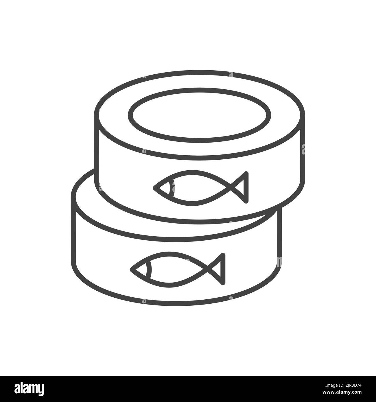 Tuna fish logo can icon outline illustration. Salmon tuna fish line