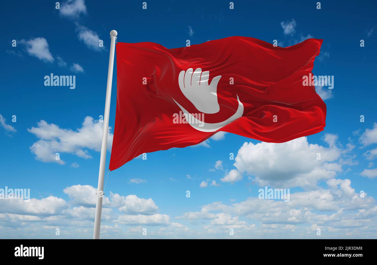 flag of Anjouan 1997 2012, africa at cloudy sky background, panoramic