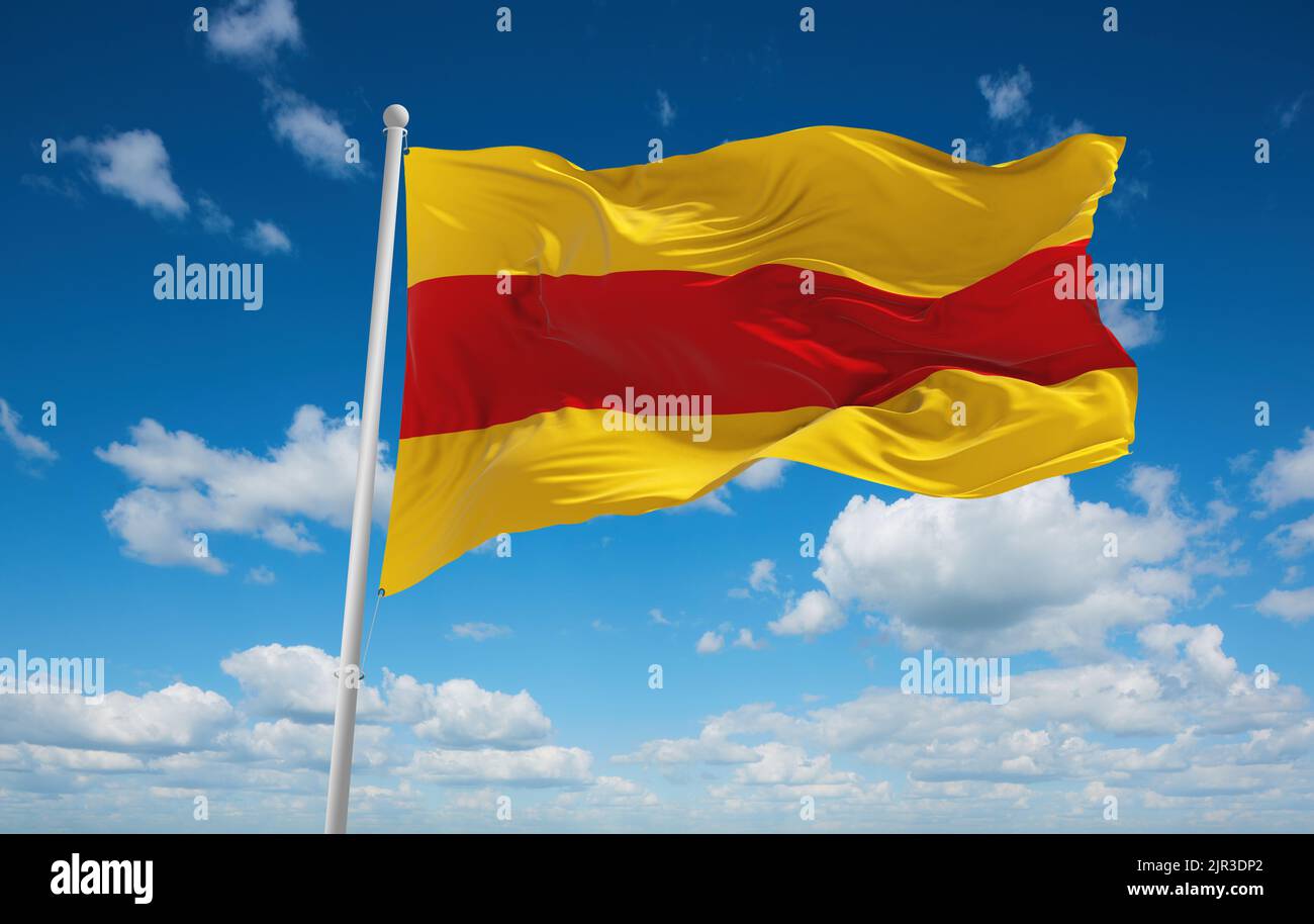 flag of Baden 1891 1918, Europe at cloudy sky background, panoramic ...