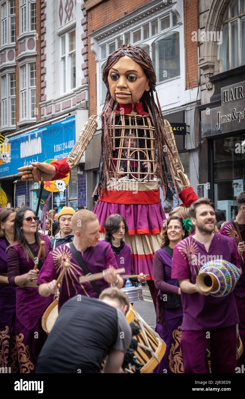 Manchester Day Parade, 19 June 2022 Little Amal giant puppet of a 10