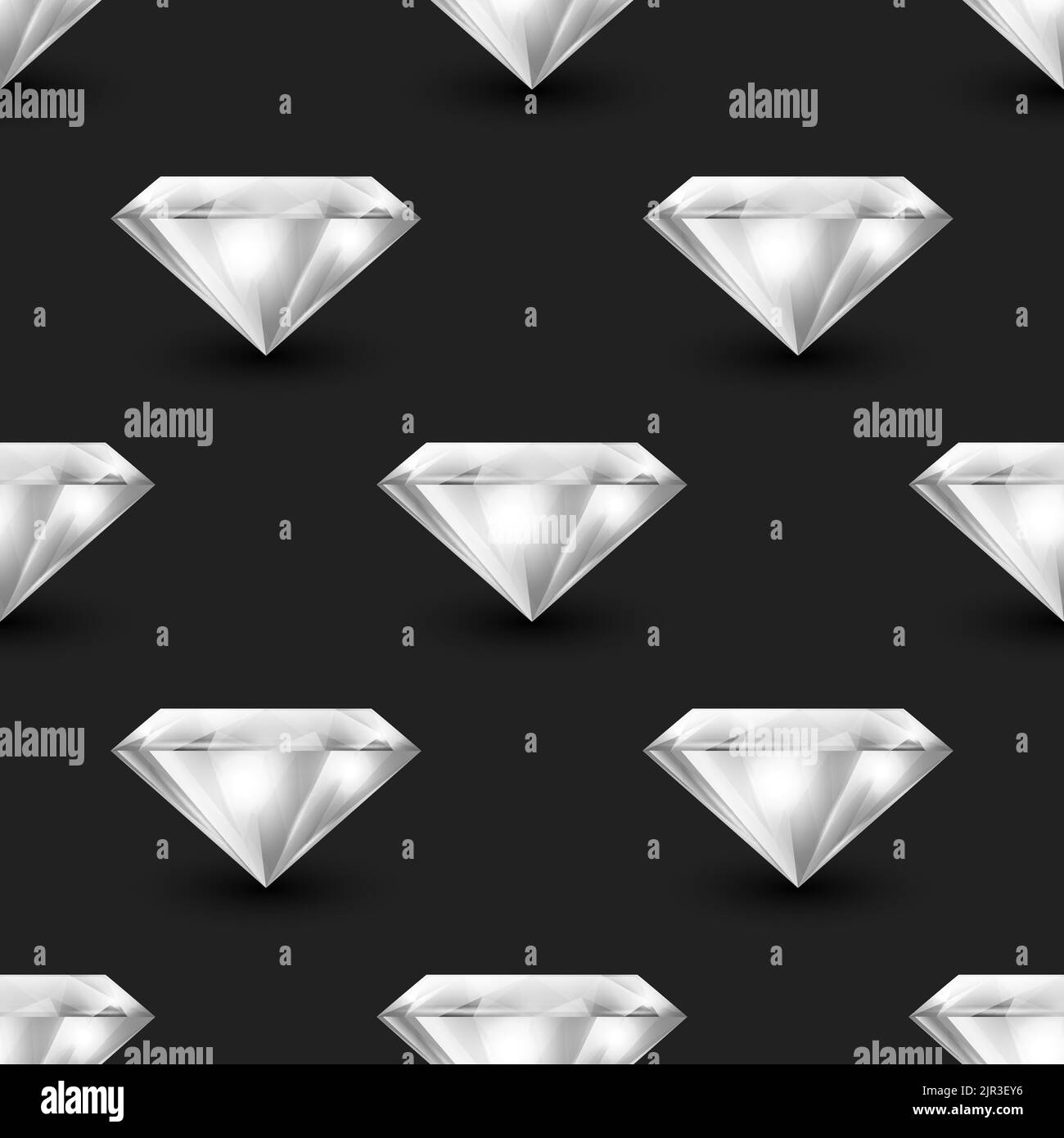 Vector Seamless Pattern with 3d Realistic Gemstone, Crystal