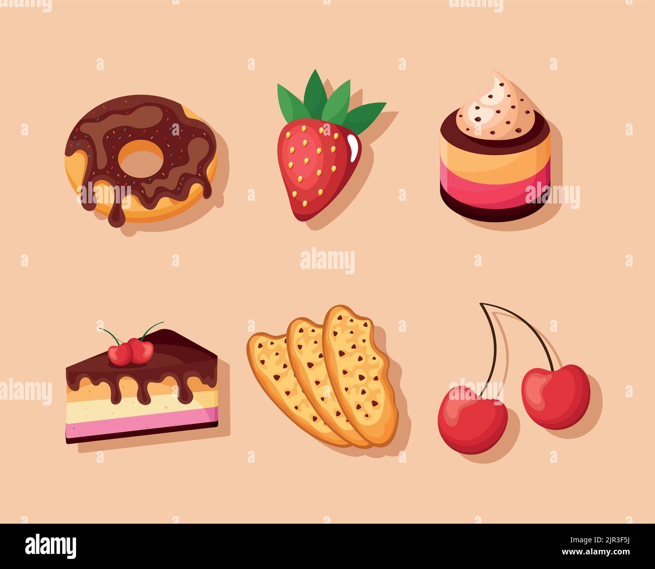 six desserts products icons Stock Vector Image & Art - Alamy