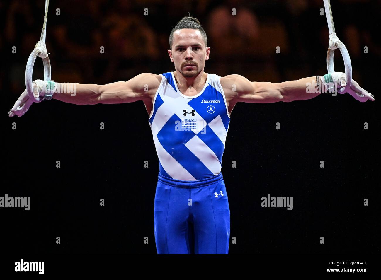 Eleftherios Petrounias (Greece). European Championships Munich 2022: Artistic Gymnastics, Men's Rings Gold Medal Stock Photo