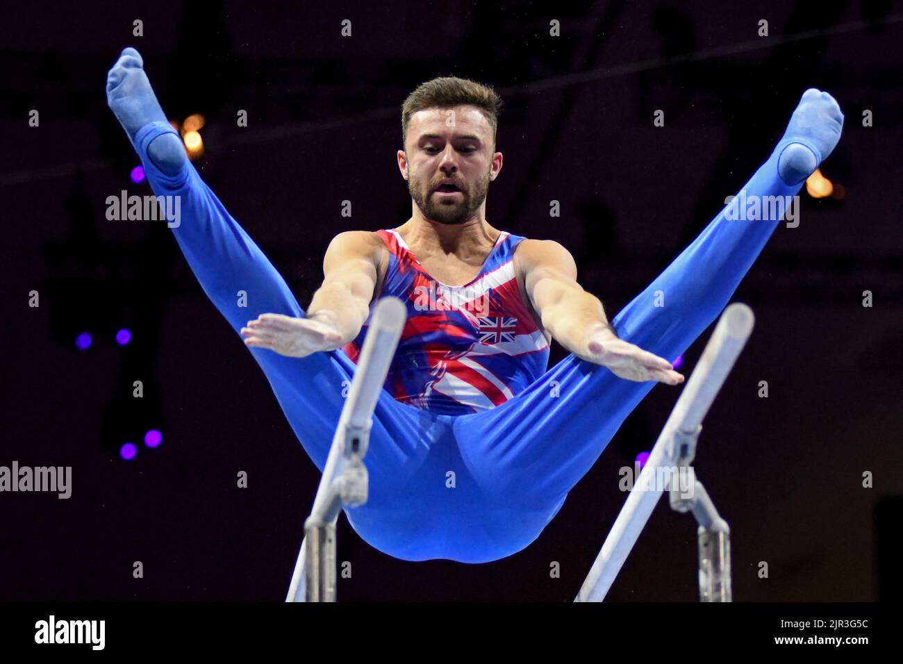 Joe Fraser (Great Britain). European Championships Munich 2022: Artistic Gymnastics, Men's parallel bars Finals Stock Photo